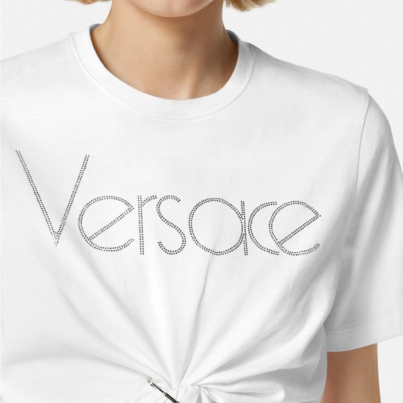 Versace White Short Sleeve Tee with Logo - Picture 3 of 6